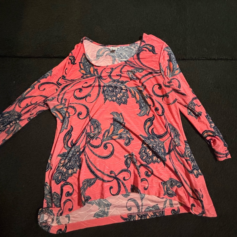 Croft & Barrow Pink and Blue Patterned Blouse